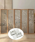 Heavy Duty Four Pack Double Acting Screen Hinges Featuring Smooth Three Sixty Degree Rotation Rust Resistant Nickel Finished Iron Frame With Included Mounting Hardware For Furniture Repair And Diy Upgrades Zero Hassle Install displayed with a decorative folding screen.