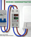 Wiring demo of Adjustable Voltage Current Protector For Home And Shop Setup Smart Circuit Breaker 110 To 120V and 220 to 240V