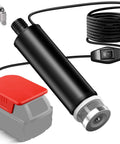 Mini Water Pump Compatible With M18 Battery, 500 GPH Portable Sump Pump, shown with sediment filters and power cord
