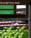 Two-Tier Vertical Hydroponics Garden Kit With 32 Pods And 32 Large Buckets 32L Indoor System showing dual light modes