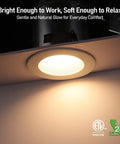TORCHSTAR 4-Pack 6CCT 6 Inch LED Recessed Lighting Retrofit, Dim to Warm ceiling light emitting a soft warm glow.