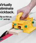 Person using Grr-Ripper GR-100 3D Table Saw Pushblock With Kickback-Proof High-Friction No-Slip Grip for precise wood ripping