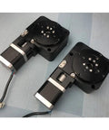 Two motorized rotary positioning stages with precision electric drive and 360-degree turntable R axis 42 stepper motor for optical alignment.