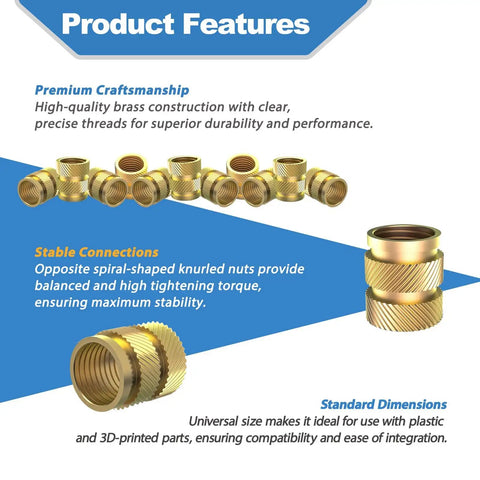 Pro Grade Brass Heat Set Threaded Inserts Kit For 3D Printing And Plastic Parts, 470 Pieces, M2 M2.5 M3 M4 M5 M6, Knurled For Easy Install And Secure Fastening