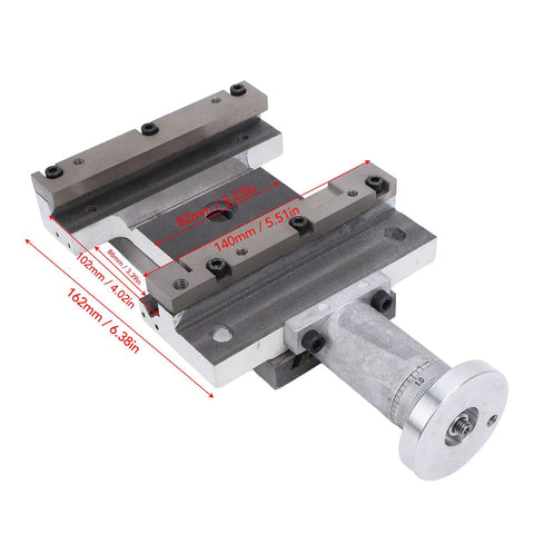 Built Tough Cast Iron Mini Lathe Bed Assembly And Milling Slide for MX210 WM210 And 220X Lathes, shown with dimensions