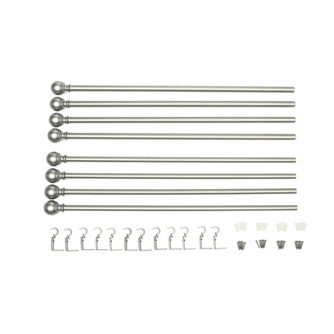 Sturdy Adjustable Curtain Rod For Windows With Classic Round Finials Easy Install 1 Inch Rod Extends From 36 To 72 Inches Nickel Finish 1 Pack Durable Metal Construction For A Clean Modern Look Great For Living Room Office Windows image showing rods, hooks, and finials