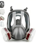 Front view of Dope Pro Grade Full Face Respirator Mask With Replaceable Filters For Painting, Spraying, Woodworking And Other Work.