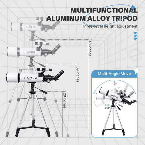 80mm 600mm Telescope For Adults And Beginners With Altazimuth Mount Dope Eyepieces 25mm And 10mm 3x Barlow Lens 24x To 180x Magnification Moon And Planets Ready Easy Setup Stargazing Kit, aluminum tripod