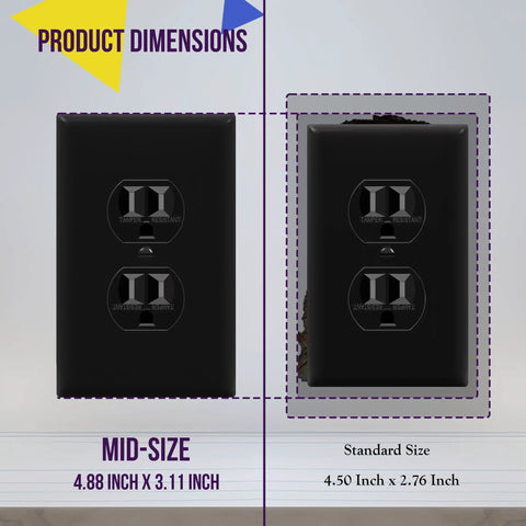 Reflective Acrylic Duplex Wall Plate With Mirrored Receptacle Plate For Oversized 1-Gang 5.50 By 3.50 Inches In Silver Finish Plexiglass Mirror Outlet Cover Heat And Impact Resistant