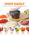 Portable Manual Food Chopper For Veggies And Fruits Handy Hand Pull String Cutter Onion Garlic Mincer 500ml in use