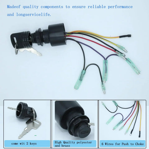 Ignition Switch With Key For Outboard Motor Control Box No Hassle Install 3 Position Off Run Start 6 Wires Push To Choke