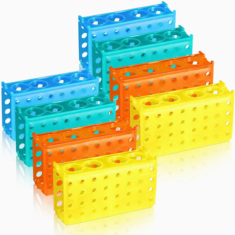 Interlocking Four-Way Test Tube Rack Set, 8 pack budget-friendly color-coded holders for 0.5ml to 50ml tubes
