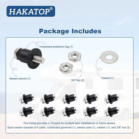 10 Pack RV Water Tank Probe Sensors Screw In Water Level Sensors For Fresh Gray And Black Water Tanks Package Contents