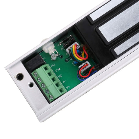 2.4GHz WiFi Remote Access Control System with 600Lb Magnetic Door Lock Kit showing internal wiring and circuit board