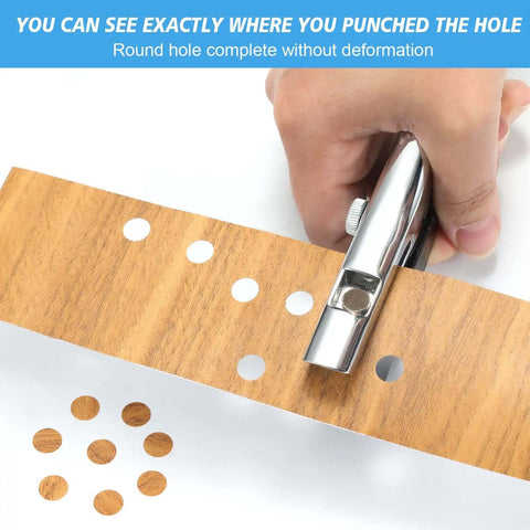 Heavy Duty 8mm Single Hole Punch Portable Handheld Paper Punch creating precise holes in cardboard