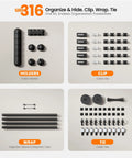 Dope 316 Piece Cable Management Organizer Kit with holders, clips, wraps, and ties for under desk setup