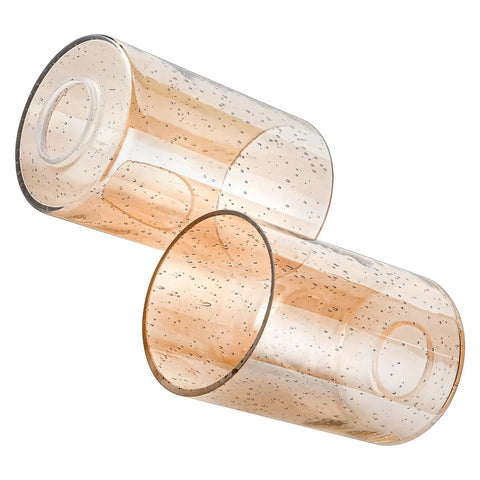 Two frosted opal white lamp shade replacement globes, cylinder shaped, for E26 socket ring mounted light fixtures.