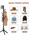 Dope Freestanding Coat Rack With Eight Sturdy Hooks, Three Adjustable Heights, Ideal For Entryway with accessories displayed