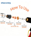 Diagram showing how to assemble 23 Pcs Plasma Cutting Torch Consumables Kit for IPT 40 IPT 60 PT 60 PT40 and MP Series.