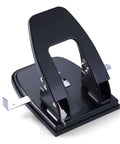 Workhorse Two Hole Puncher For Paper With 30 Sheet Capacity Adjustable Guide And Locking Mechanism Easy Punch Heavy Duty Black Office Tool