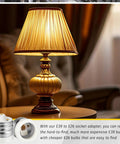Ten Pack Top Shelf Ceramic Mogul E39 To E26 Socket Converter Adapts Heavy Duty Floodlight Fixtures To Standard Medium Lamp Bases Handles Six Hundred Watts Without Breaking A Sweat For Backyard Or Workshop Lighting, showing a decorative lamp and socket.