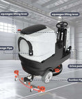 Side view of Micro Ride On Floor Scrubber Dryer Kit 22 Inch Cleaning Path 25 Gallon Capacity Up To 55,000 Sq Ft Per Hour Lithium Battery.
