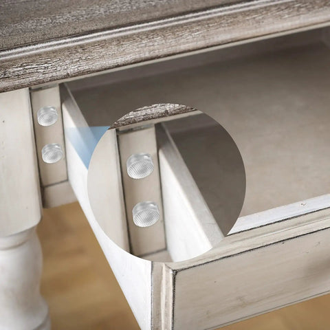 Forty Pack Clear Glass Table Bumper Pads With Five Millimeter Stem For Furniture And Cabinet Setup visible in drawer corners.