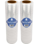 18 Inch Heavy Duty Stretch Wrap Film Pack Of 2 Rolls, 1200 Feet Each Roll, 60 Gauge Clear Pallet Wrap For Moving And Shipping