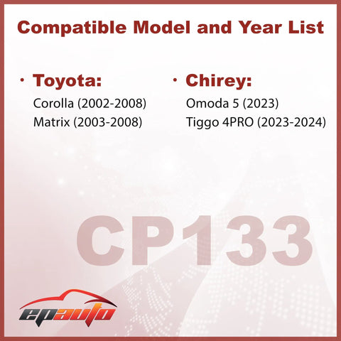 Compatibility list for Premium Cabin Air Filter With Activated Carbon For Toyota Corolla 2002-2008 And Matrix 2003-2008
