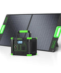 300W Portable Power Station With 100W Foldable Solar Panel for Off Grid Camping and Road Trips, shown with AC Outlet and USB C PD