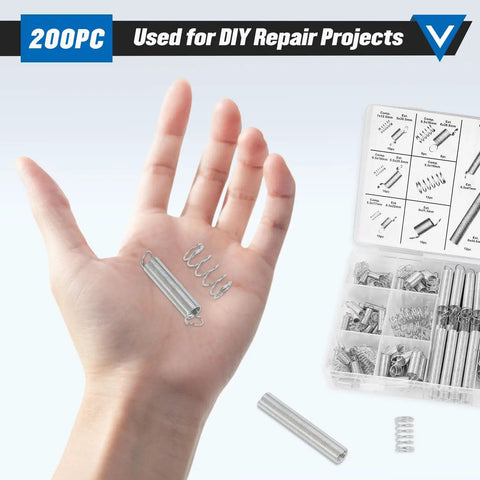 Heavy Duty Compression Springs Kit For Industrial Use With Galvanized Coil Springs displayed in hand and organized box