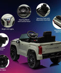 12V Licensed Toyota Tundra Ride On Truck For Kids With Remote Control Battery Powered Toy Car Realistic Off Road Look Safe Parental Control Durable Outdoor Kids Vehicle For Boys And Girls, rear view with EVA tires