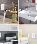 Bang For The Buck 15 Amp GfcI Outlet Set Hella Weather Resistant With Bright Led Indicator And Rock Solid Ground Fault Protection Includes Easy Install White Wall Plates And Etl Certified Safety Rating displayed in various kitchen and bathroom settings.
