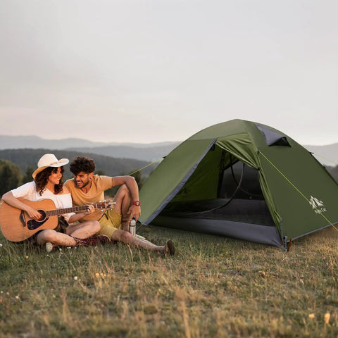 Ultra Lightweight 2 Person Backpacking Tent With Aluminum Poles Waterproof Rainfly For Hiking And Camping Army Green