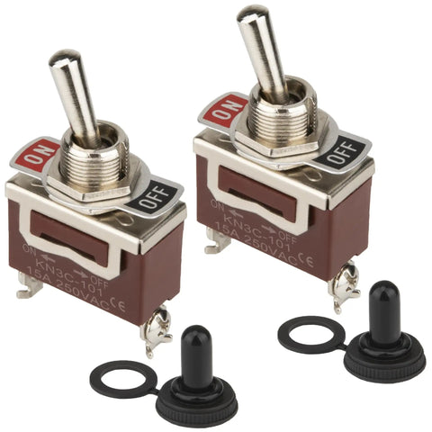 Beefy 12V DC 30A Waterproof Toggle Switch 2 Pack SPST Marine Grade On Off Switch With Boot Cap Cover Heavy Duty Auto Boat Truck Switch