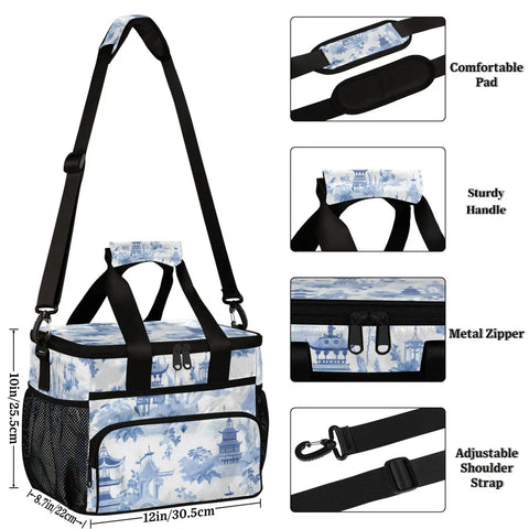 Insulated Picnic Backpack with Ample 12x8.7x10 Inch Capacity Keeps Lunch Fresh All Day showcasing features like handle and strap