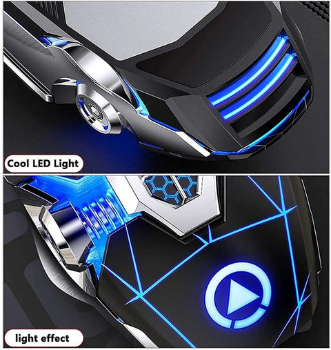 Close-up of Dope LED Mechanical Gaming Mouse with multicolor backlighting, ergonomic design, and cool LED light effects.