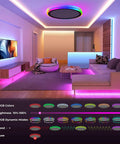 Dope RGB LED Flush Mount Ceiling Light With Remote Control, 13-Inch 24W 2400LM, installed in modern living room setting