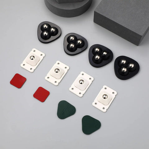 32 Pack Self Adhesive Mini Caster Wheels with 360 Degree Swivel, ABS and Stainless Steel Build, Two Styles Displayed