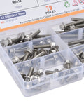 70 Piece Hex Flange Bolt Kit Stainless Steel 304 Fasteners Set for Industrial Projects in plastic box