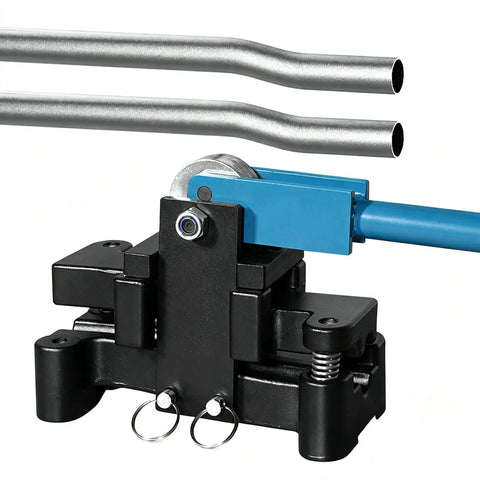 Heavy Duty 2-In-1 Emt Pipe Bender With Offset Design for half and three quarter inch conduits, showing detailed bending mechanism.