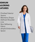 Women's 3 Pocket Lab Coat 32 Inch White 3X Large with highlighted tailoring features for nurses and doctors work