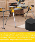Beefed-Up Heavy Duty Miter Saw Stand Feet Replacement For DWX Series With Rubber Foot Pads, shown on stand, 4 pack.