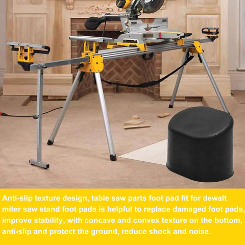 Beefed-Up Heavy Duty Miter Saw Stand Feet Replacement For DWX Series With Rubber Foot Pads, shown on stand, 4 pack.