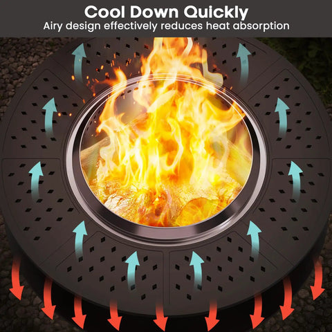Must Have Fire Pit Surround Tabletop For Solo Stove Yukon Bonfire Ranger Tiki Outdoor Portable Protective Barrier cooling feature