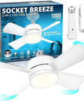 Slick Socket Ceiling Fan With Blazing Led Bulb And E26 Screw Base Mini Light Fixture for Bedroom Kitchen Living Room Or Balcony.