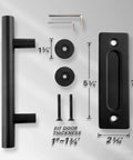 10 Inch Sliding Barn Door Handles And Pulls Set Rustic Double Sided Hardware Heavy Duty Matte Black Powder Coat Finish