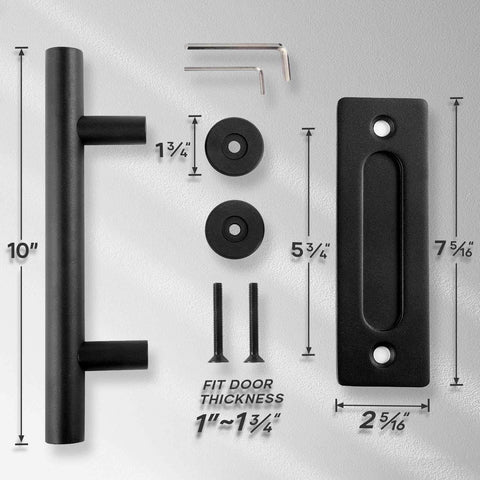 10 Inch Sliding Barn Door Handles And Pulls Set Rustic Double Sided Hardware Heavy Duty Matte Black Powder Coat Finish