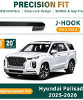 Straight Up Windshield Wiper Blades Replacement For Hyundai Palisade 2020 Through 2025 with J-hook design and sizes 26" and 20".