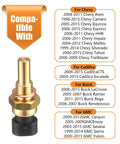 Engine coolant temperature sensor with brass-gold body and black plastic connector.